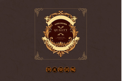 Premium badge vintage with gold ribbon