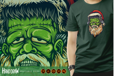 Scary santa frankenstein Halloween Illustrations