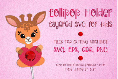 Giraffe Lollipop Holder-Valentines Template SVG