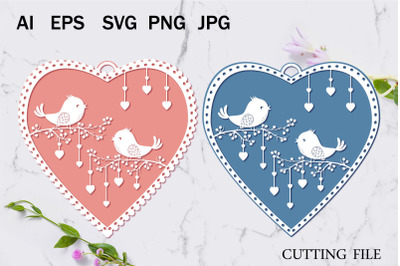 Cute bird pendant earrings. SVG Cutting Files