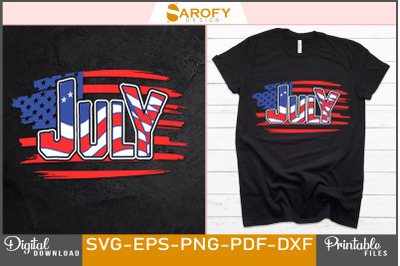 July Design with USA Flag for 4th July