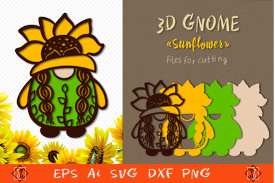 3D Gnome &quot;Sunflower&quot;. SVG