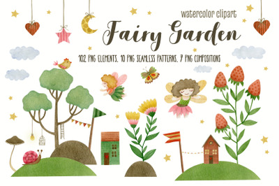 Watercolor fairy garden collection