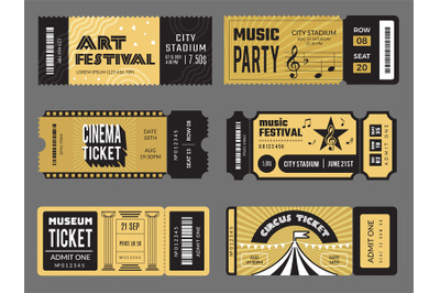 Event tickets. Entrance entertainment tickets to theatre cinema kids p