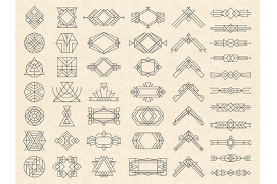 Art deco geometrical shapes. Modern design elements for emblems and lo