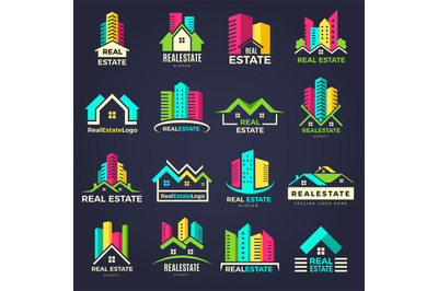 Real estate badges. Business construction logo houses elegant symbols