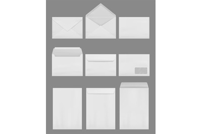 Envelope mockup. Empty blank business elegant envelopes for a4 corresp