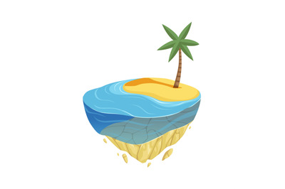 Beach island. Isometric summer location, game design. Ocean or sea coa