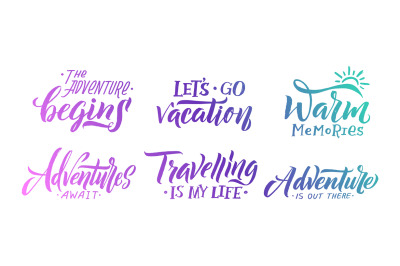 Handwriting slogans. Summer memories&2C; typography lettering for diary c