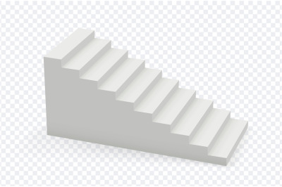 Realistic 3d staircase. Steps up&2C; white stair isolated on transparent