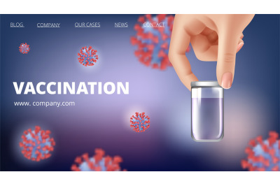 Vaccination banner. Innovation vaccine&2C; medications and viruses. Time