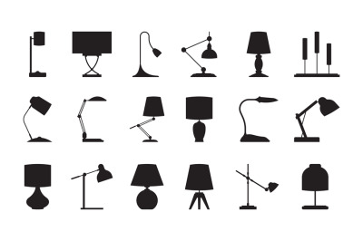 Lamp silhouettes. Lighting symbols collection accessories for modern i