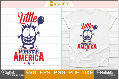 Little monster America 4th of july design svg USA color them