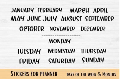 Digital Stickers&2C; Days of the week&2C; Months Stickers