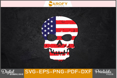 Vector American Flag Skull Design Svg