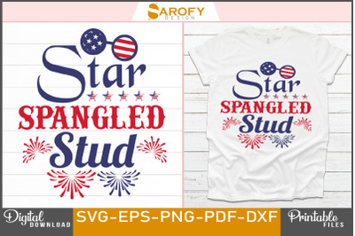 Star Spangled Stud-4th July Design Svg