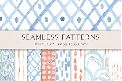 Watercolor geometrical seamless pattern for fabric, abstract seamless