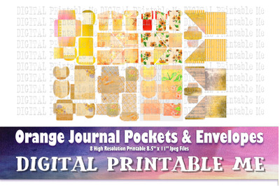 Orange Pockets and Envelopes, Vintage Ephemera Scrapbook Junk Journal