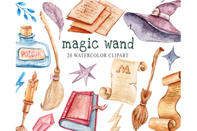 Magic wizard school clipart- 20 png files