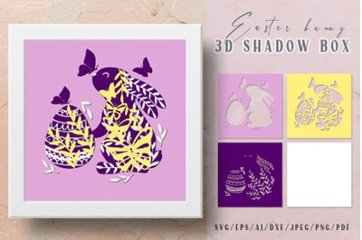 Easter bunny 3D Shadow Box SVG - Papercut - Cutting Files