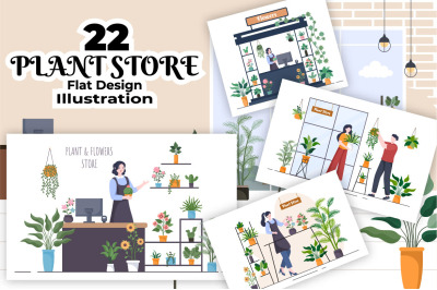 22 Flowers Store and Plants Shop Background Illustration