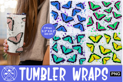 Butterflies Skinny Tumbler Wrap Sublimation|Tumbler PNG