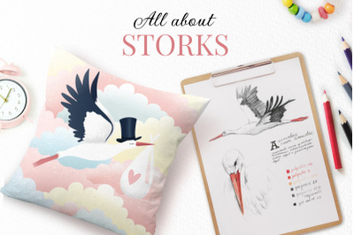 All about storks. 8 items