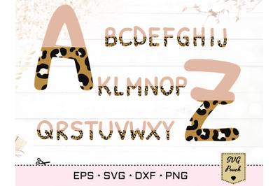 Leopard Pink Half Font SVG | Leopard print letters svg