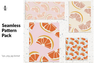 Grapefruit slice seamless patterns