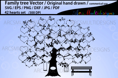 Family tree 42 heart template