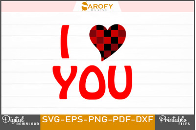 I Love You Typography Craft Design Svg