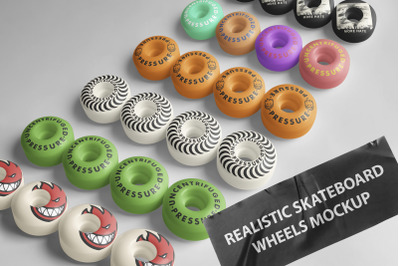 Realistic Skateboard Wheels Mockup