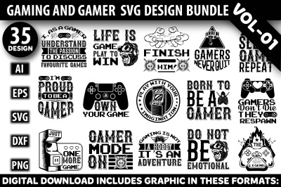 Gaming And Gamer  Svg Design Bundle