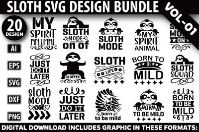 Sloth SVG Design Bundle