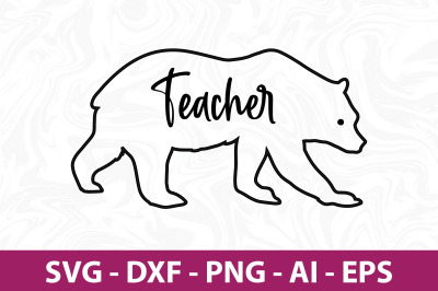 Bear Teacher svg cut file