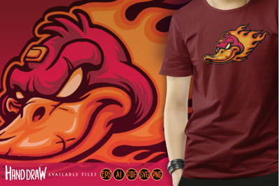 Fire Angry Head Duck Mascot Logo