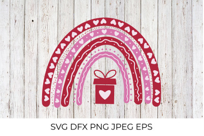 Cute red pink rainbow. Valentines rainbow SVG cut file