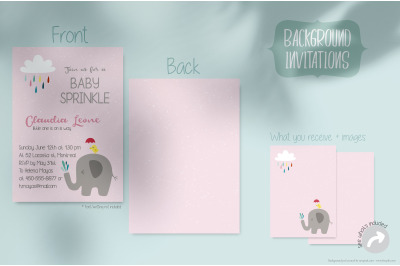 Elephant Sprinkle | Pink Invitation Template