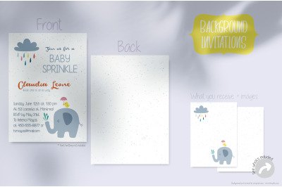 Elephant Sprinkle | White Invitation Template