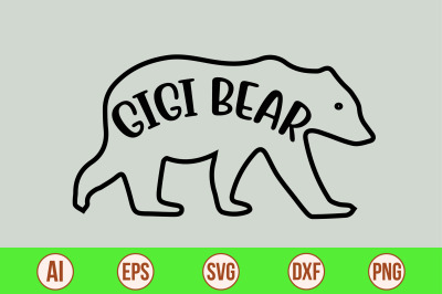 gigi bear svg cut file