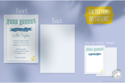 Sailor, flags and anchor | Blue Invitation Template