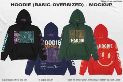 Hoodie (Basic-Oversized) - Mockup
