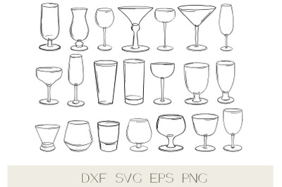Wine glass outline vector 21 styles