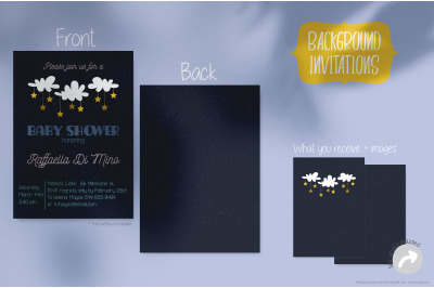 Starry Clouds | Blue Invitation Template