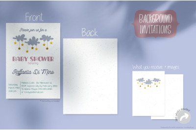 Starry Clouds | White Invitation Template