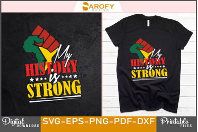 My History is Strong Black History Month design svg