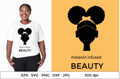 Black Girl SVG. Two Puffs Hairstyles. Beautiful Black Woman.