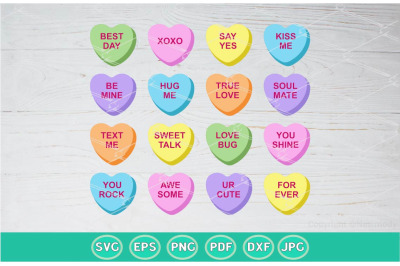 Valentine Sweethearts Candy SVG - Conversation Hearts PNG - SVG
