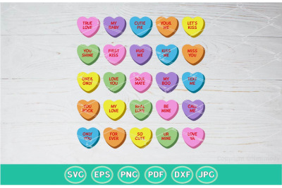 Conversation Hearts SVG - Sweethearts Candy PNG- SVG