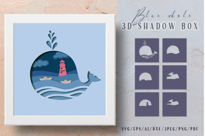 Ocean Shadow Box SVG - paper light box - cutting Files